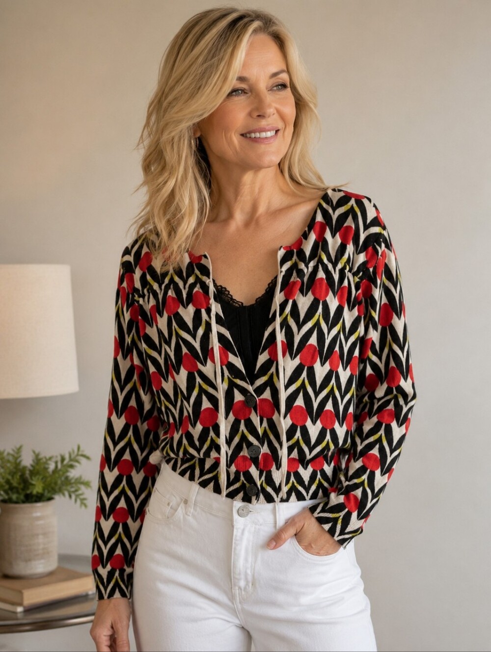 Nine West Bold Red Dot Women's Sweater